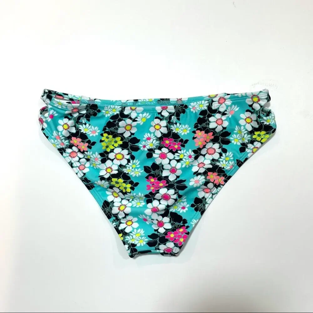 California Waves Floral Strappy bikini swim bottom